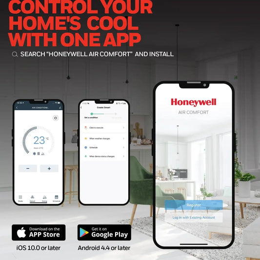 Honeywell 13,500 BTU Slim & Smart WiFi Portable AC with Fan, Dehumidifier, Alexa/Google Home Voice Control – Cools Up to 660 Sq. Ft., HX4CESVWG0